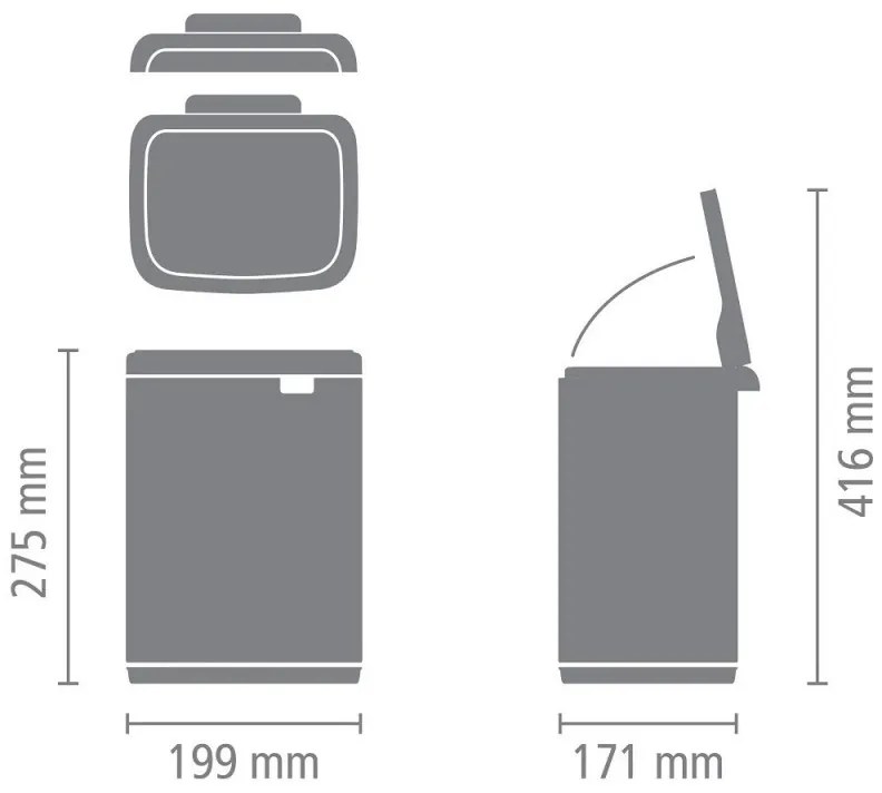 Cos pentru gunoi Brabantia Bo Small 1006622, 4 L, Deschidere lina si silentioasa, Bază antiderapantă, Negru