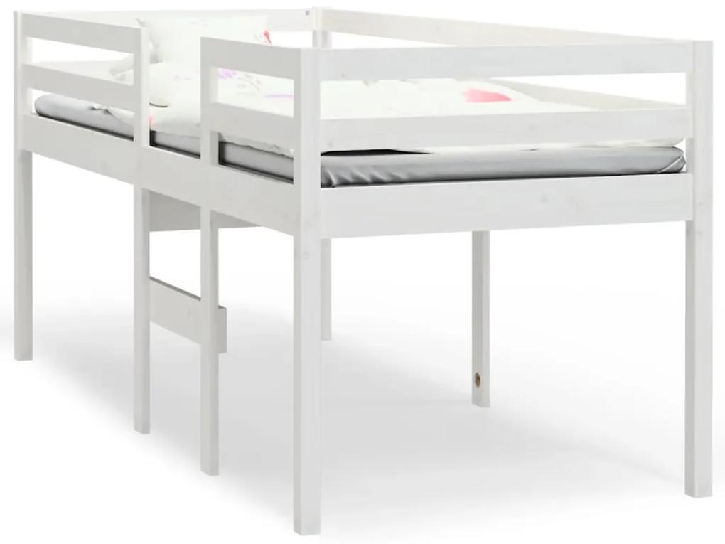821615 vidaXL Pat înalt de dormitor, alb, 90x200 cm, lemn masiv de pin