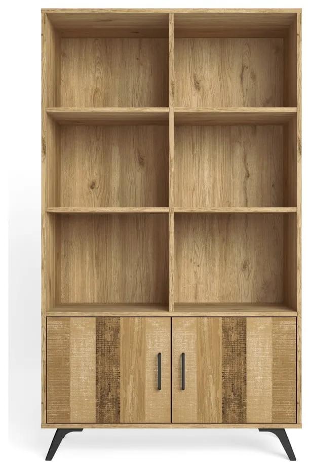 Bibliotecă roșu/ cu aspect de lemn de stejar 92x160 cm Nordic – Marckeric
