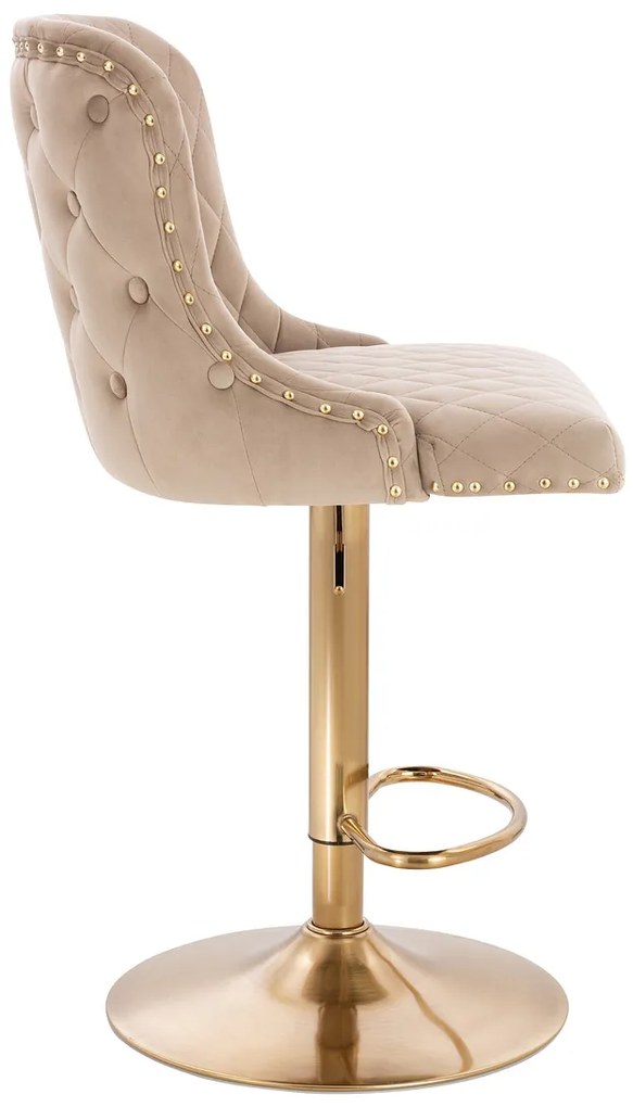 HR940W Scaun Latte din Catifea cu Bază Aurie