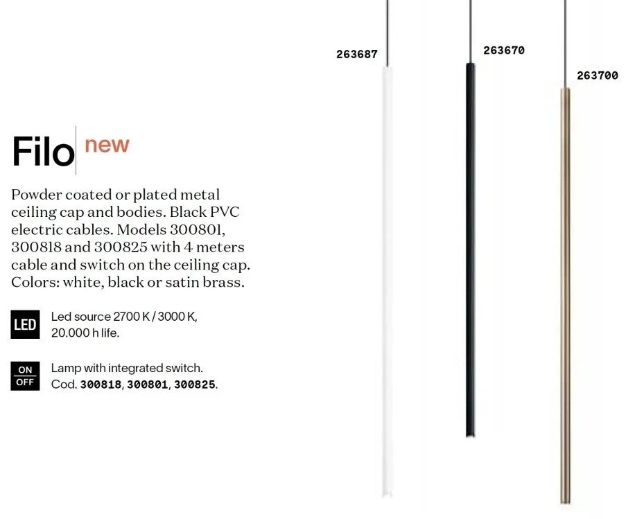 Pendul LED stil minimalist Filo sp1 2700k alb