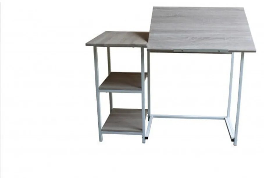 Birou pentru copii Novokids™ Study desk, Cadru metalic, Cu 3 polite incluse, Dimensiuni 110x55x75 cm, Pentru carti si caiete, Natur