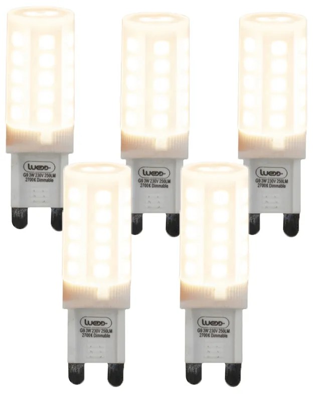 Set de 5 becuri LED G9 reglabile 3W 280lm 2700K