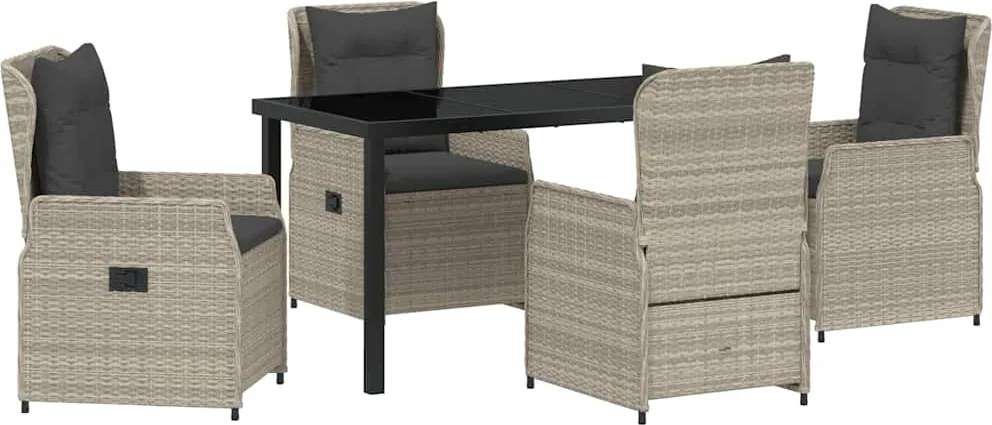 vidaXL Set de masă pentru grădină 5 pcs Gri deschis poliratan