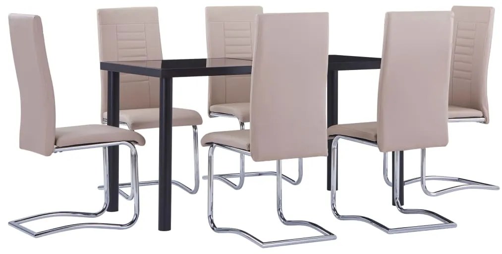 Set mobilier de bucatarie, 7 piese, cappuccino, piele ecologica Cappuccino, 7