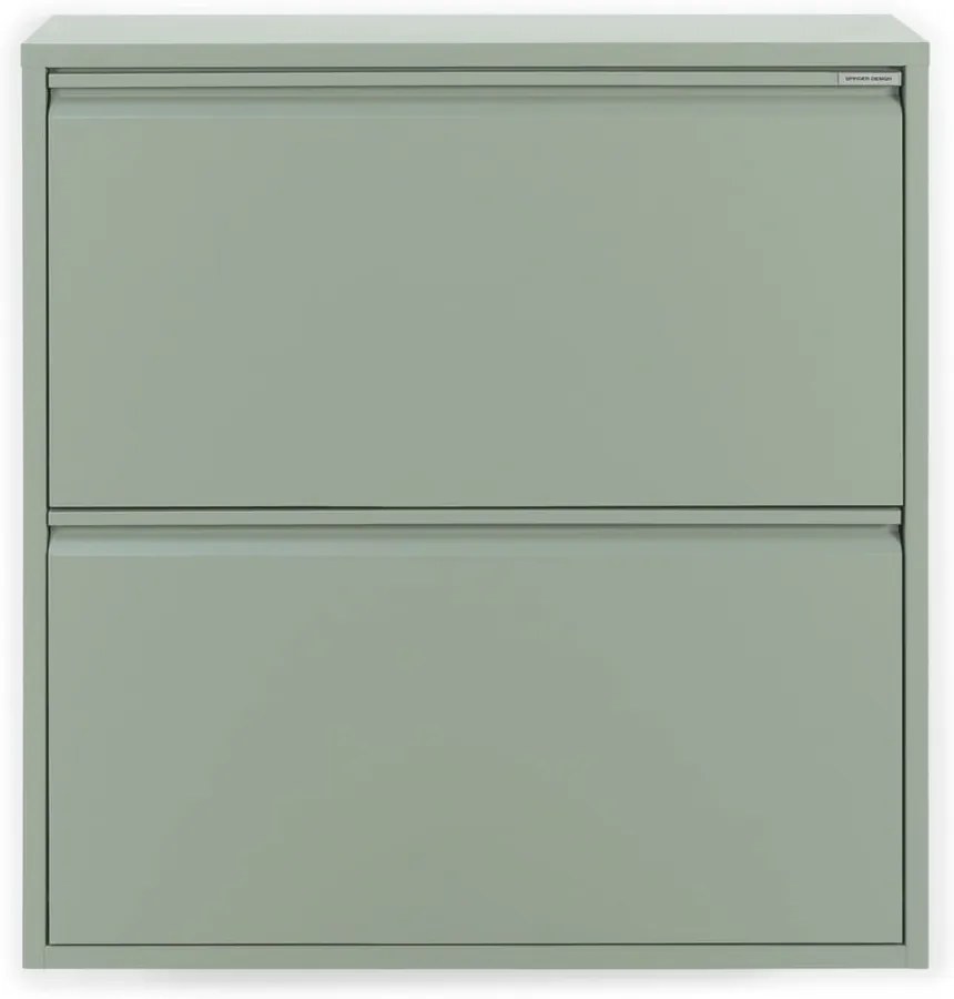 Pantofar verde prăfuit cu deschidere înclinată din metal 75x77,5x22,5 cm Billy – Spinder Design