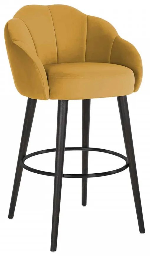 Scaun de bar tapitat Tulip galben