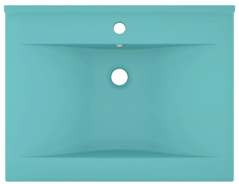 Chiuveta baie lux, orificiu robinet verde mat 60x46 cm ceramica matte light green