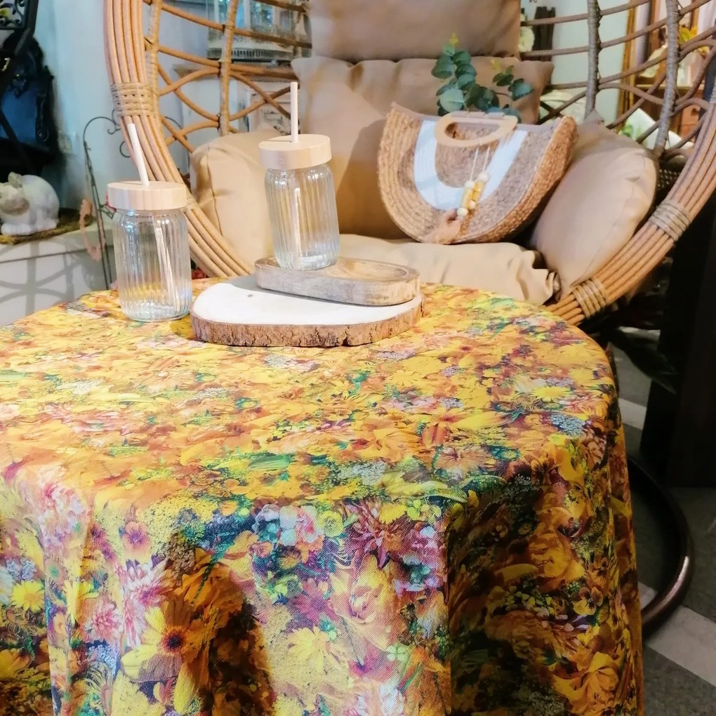 Fata de masa rotunda Flowers 140 cm