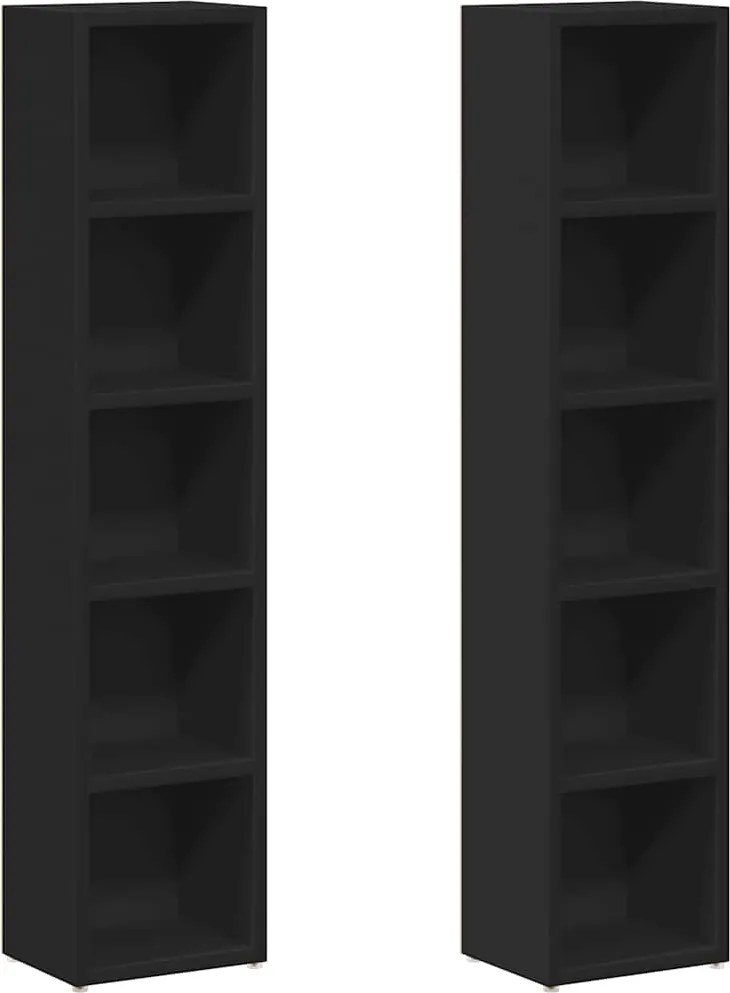 vidaXL Dulapuri CD-uri, 2 buc., negru, 21 x 16 x 93,5 cm, PAL