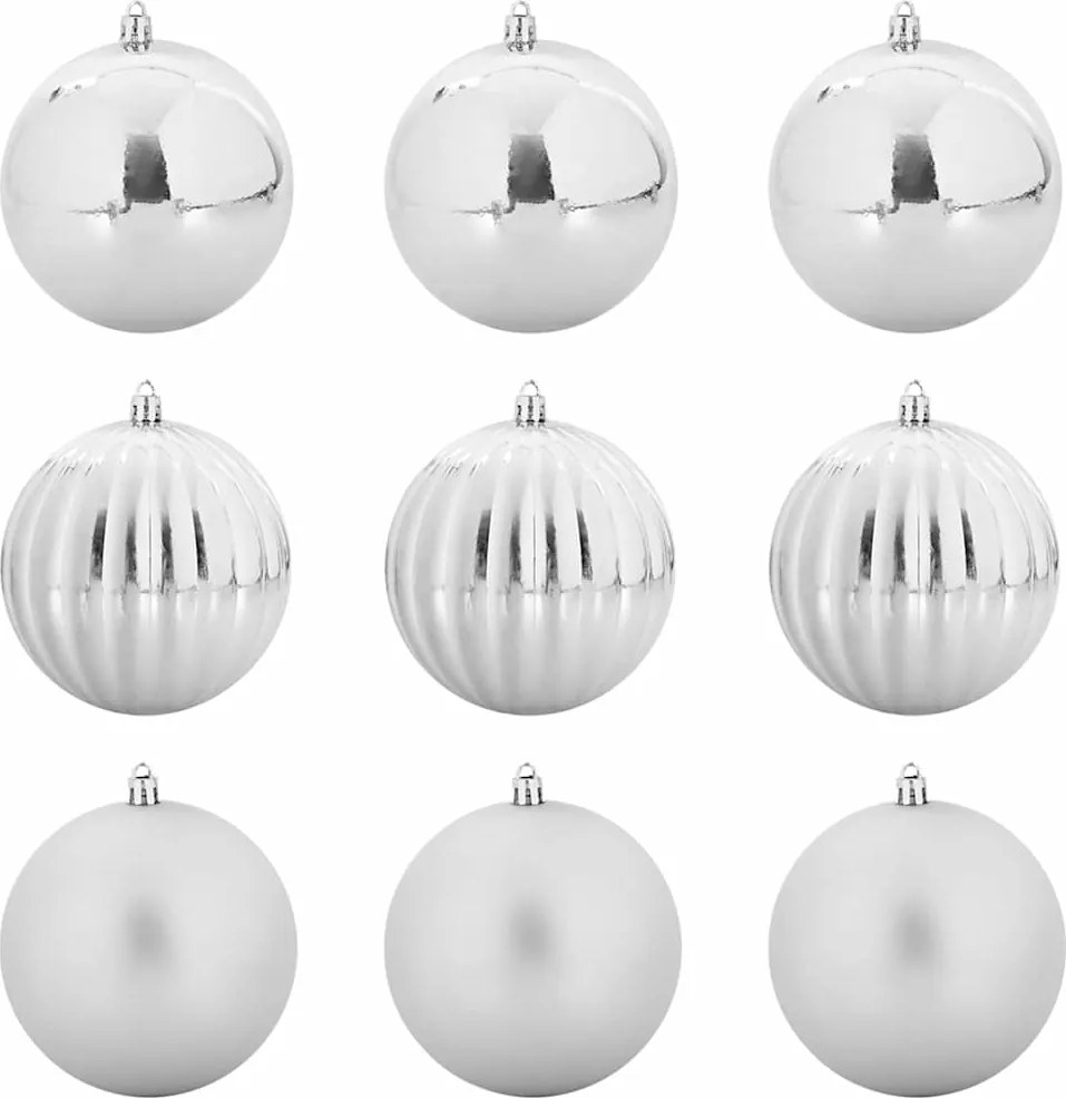 vidaXL Set de Globuri de Crăciun XL 9 pcs Argintiu Plastic