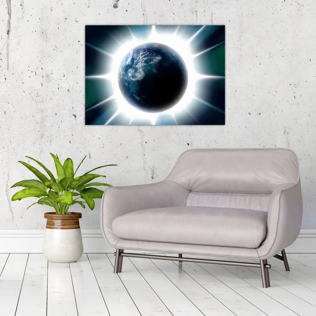 Tablou cu planeta iluminată (70x50 cm)