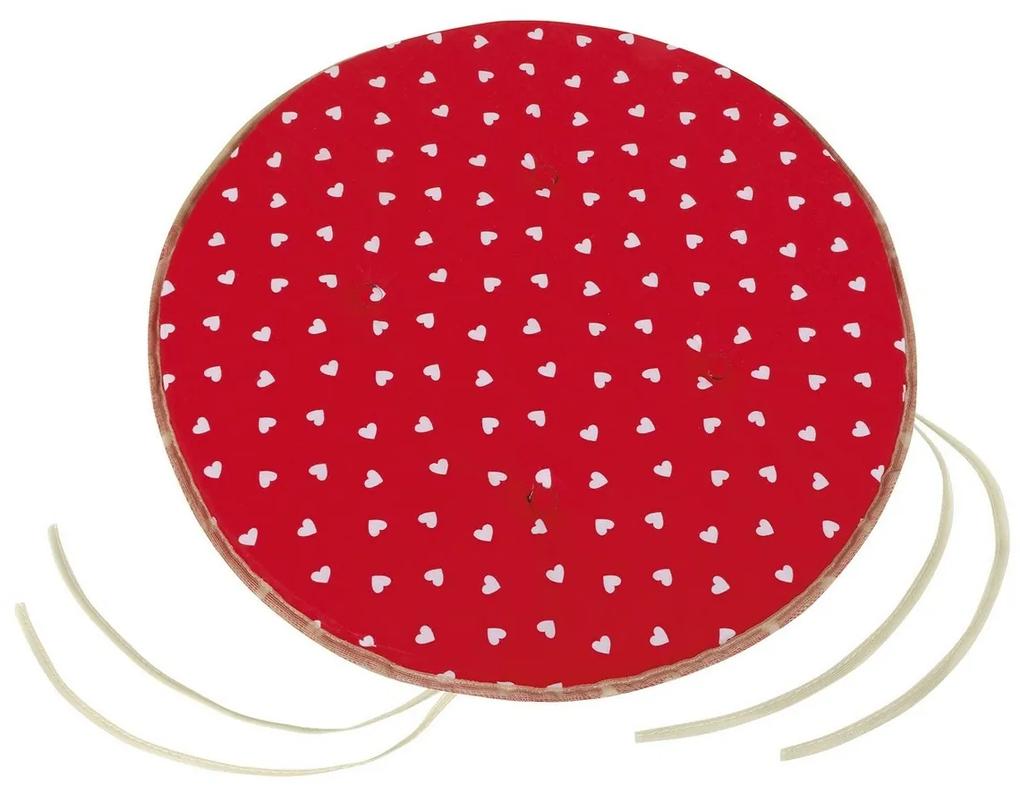 Pernă scaun Bellatex Adéla rotundă Inimioare roșu, 40 cm