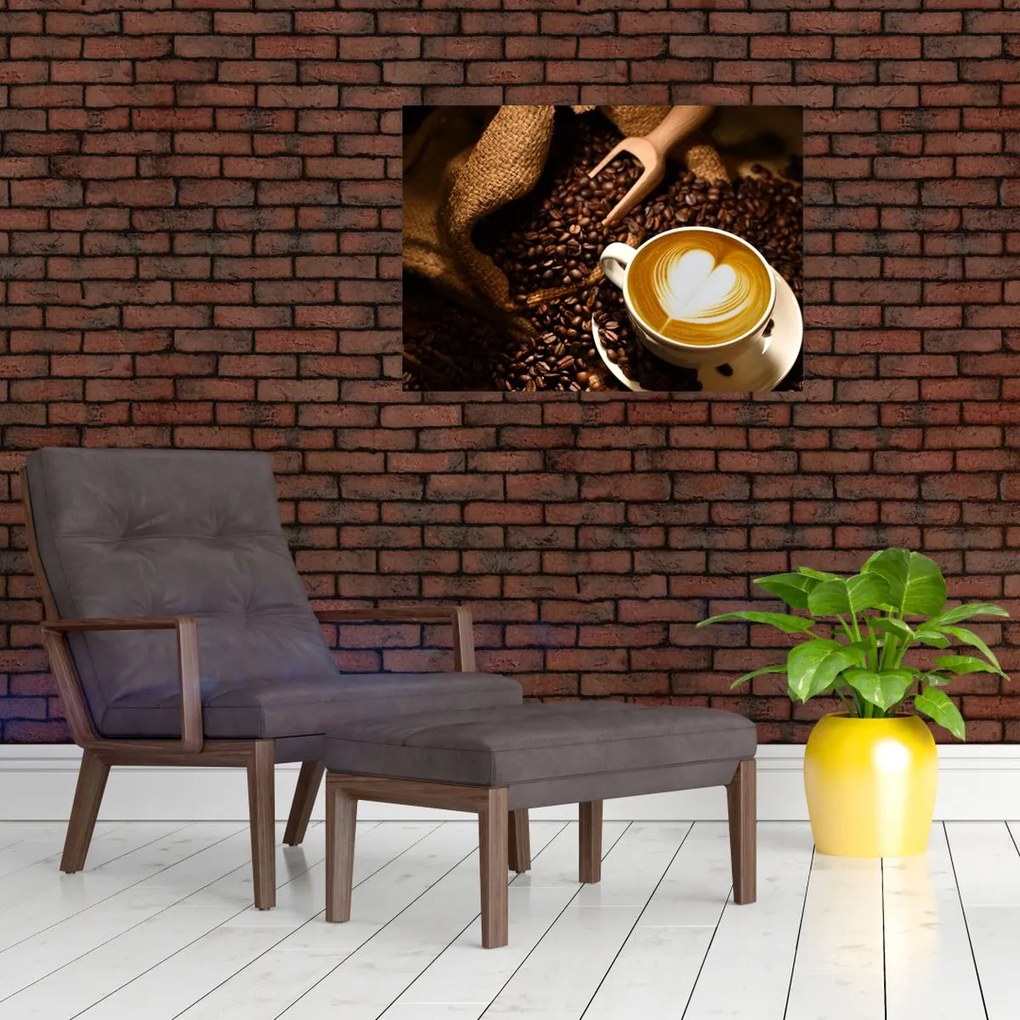 Tablou pe sticlă - O ceașcă de cafea (70x50 cm)
