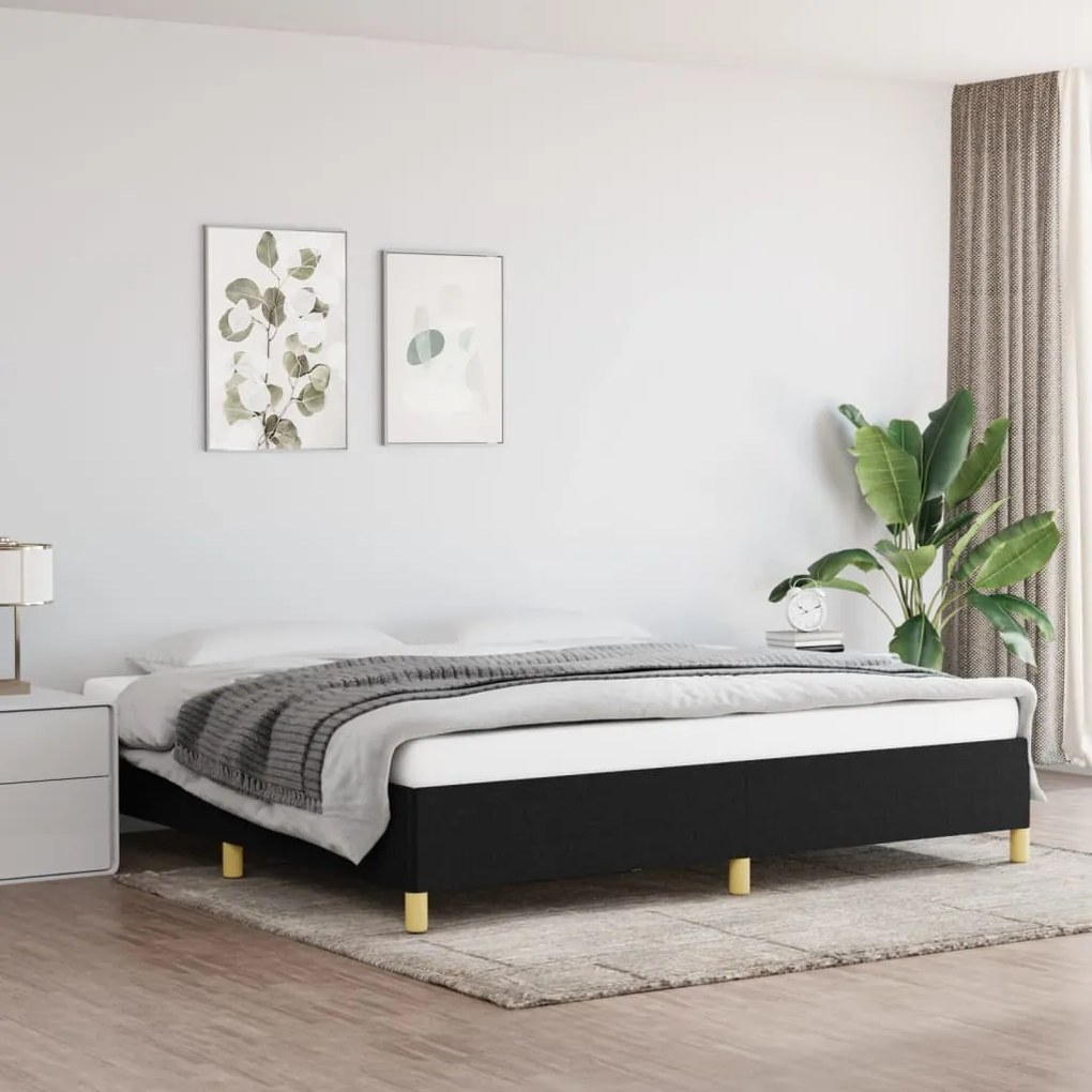 347191 vidaXL Cadru de pat, negru, 200x200 cm, material textil