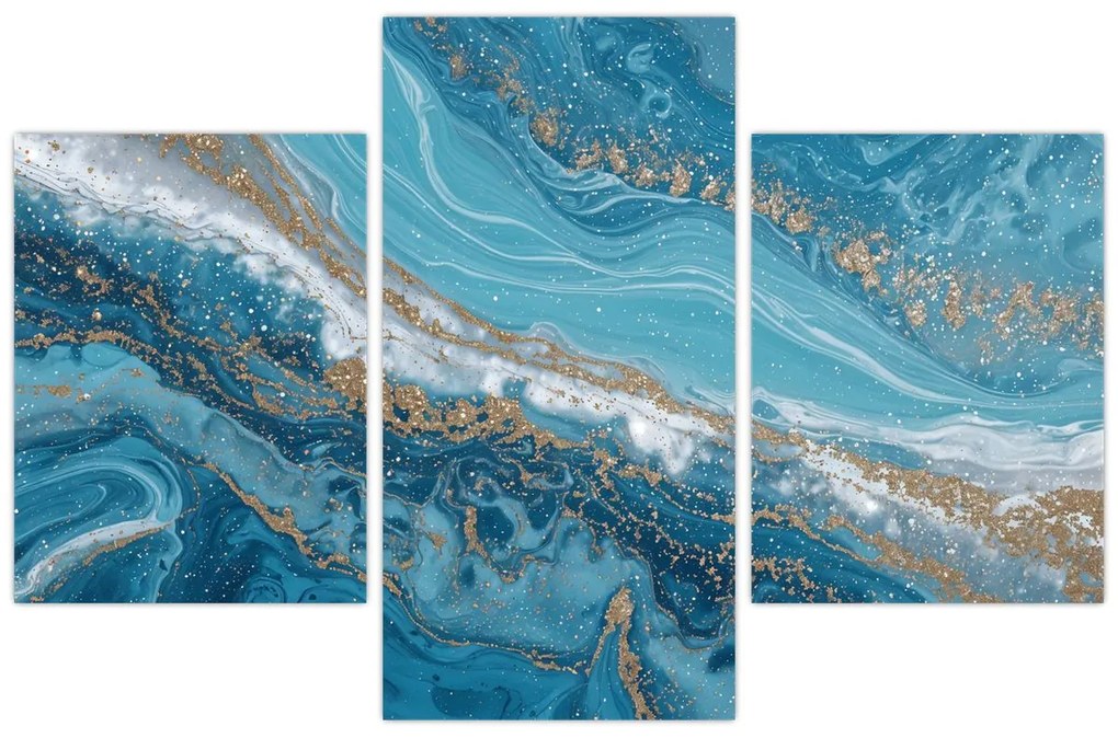 Tablou - Marmură bleu cu aur I. (90x60 cm)