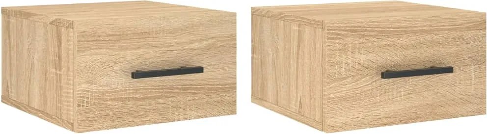 vidaXL Noptiere de perete, 2 buc., stejar sonoma, 35x35x20 cm