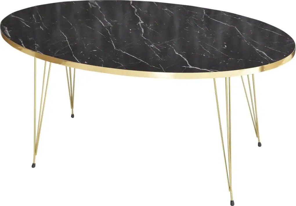 Măsuță de cafea ovală neagră, 90x50x43 cm, 20126