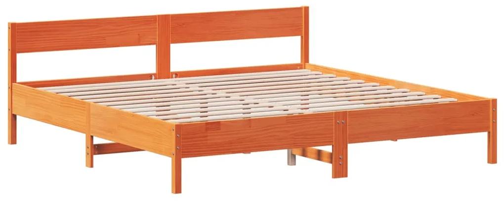 3216211 vidaXL Cadru de pat cu tăblie, maro ceruit, 200x200 cm, lemn masiv pin