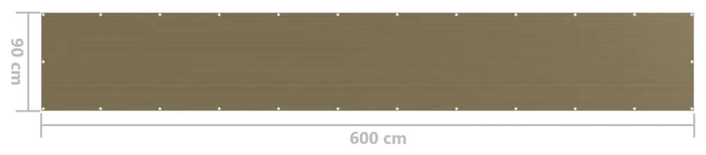 Paravan de balcon, gri taupe, 90x600 cm, HDPE Gri taupe, 90 x 600 cm