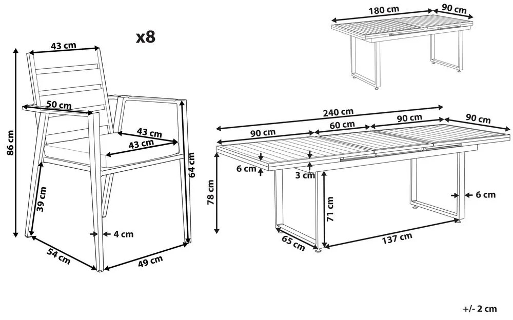 Set mobilier de grădină Valerian/Tavia (Negru + gri + maro) . 1076306