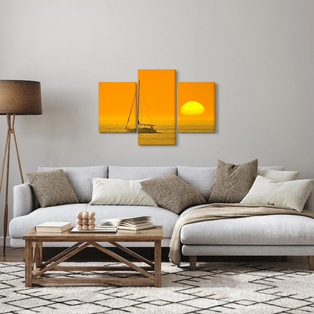 Tablou - Barca în mijlocul mării (90x60 cm)