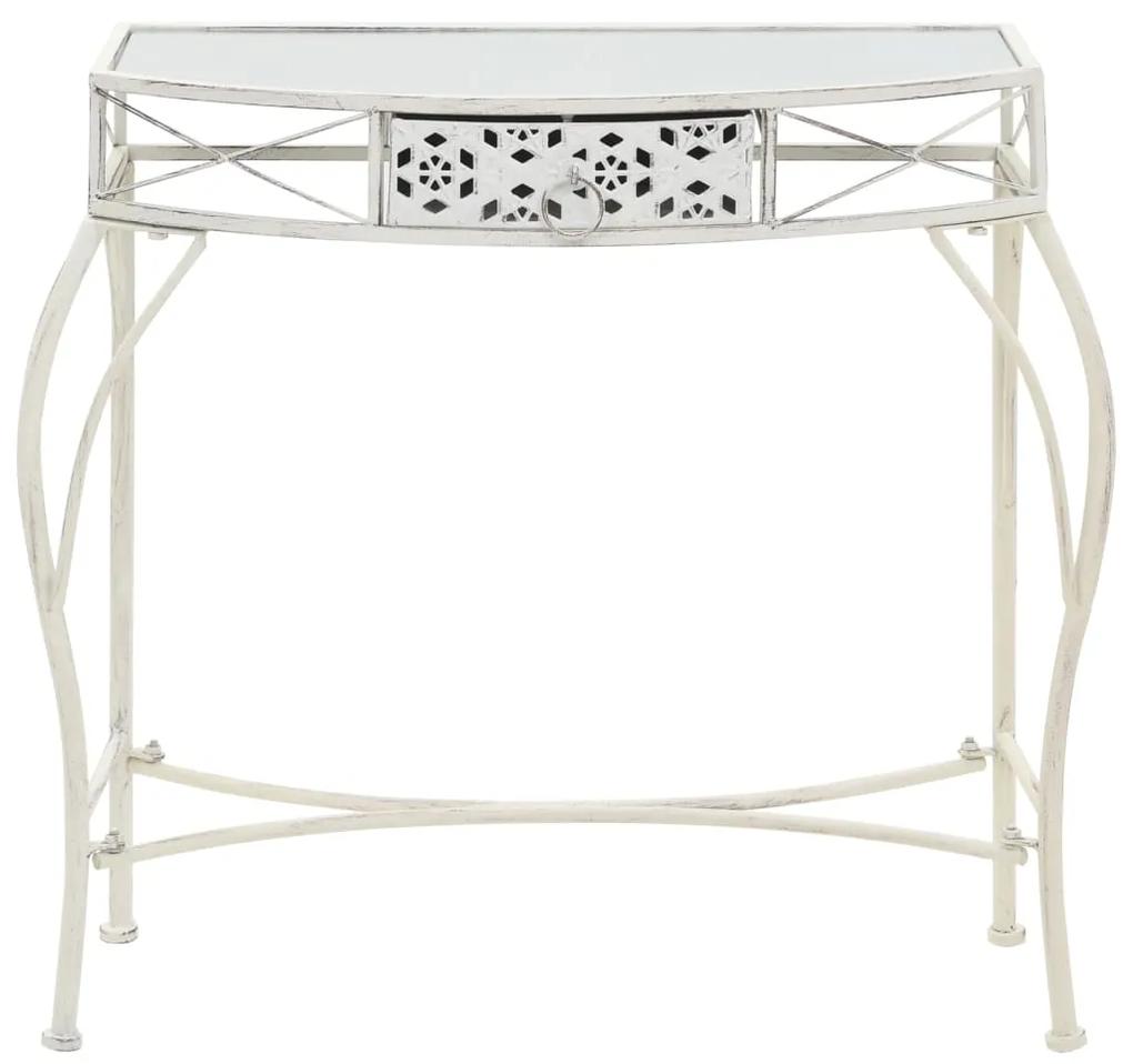 Masă laterală stil franțuzesc, alb, 82 x 39 x 76 cm, metal