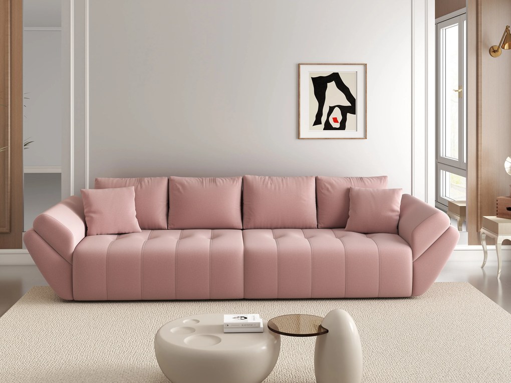 Canapea extensibilă dumonde cu ladă de depozitare si sezut confortabil din spuma high-density, Berlin Royal Pink 300x100 cm