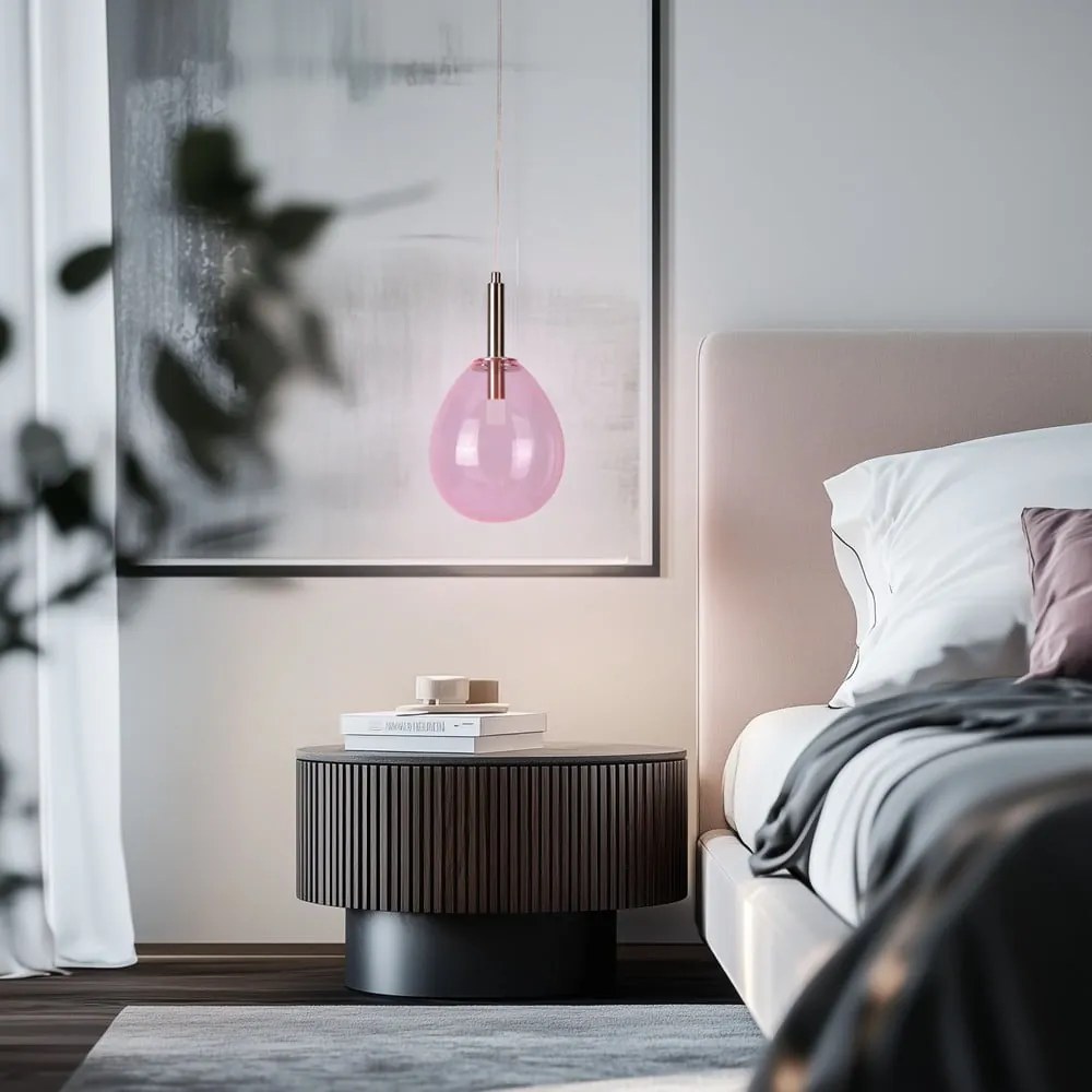 Lustră mov LED cu abajur din sticlă Lukka – Candellux Lighting