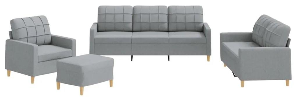 3201250 vidaXL Set de canapele cu perne, 4 piese, gri deschis, textil