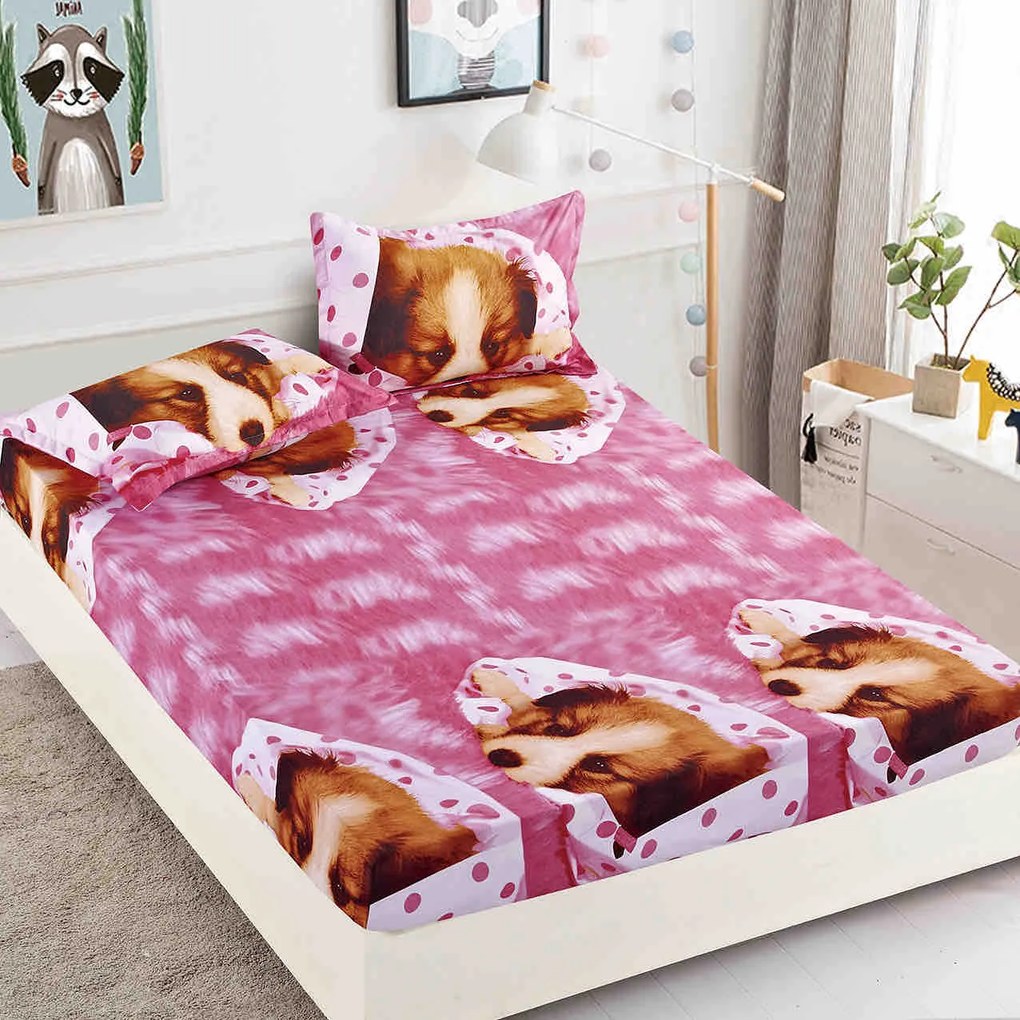 Lenjerie de pat 3 cu elastic 100% bumbac - a707 de la Onesleep