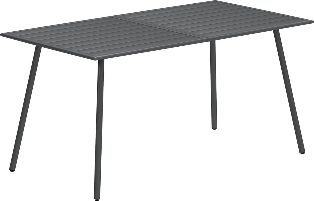 Outsunny Masa de gradina pentru 6 persoane cu blat cu lamele pentru gradina, terasa, balcon, 150 x 80 x 74 cm, gri | Aosom Romania