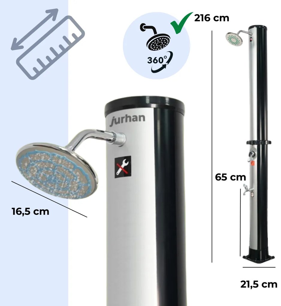 Duș solar KARIBIK, 35 l, argintiu/negru Jurhan