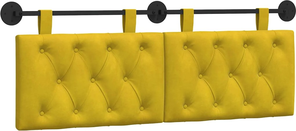 vidaXL Cap de pat suspendat Pe perete Galben 150 x 55 x 7 cm Catifea