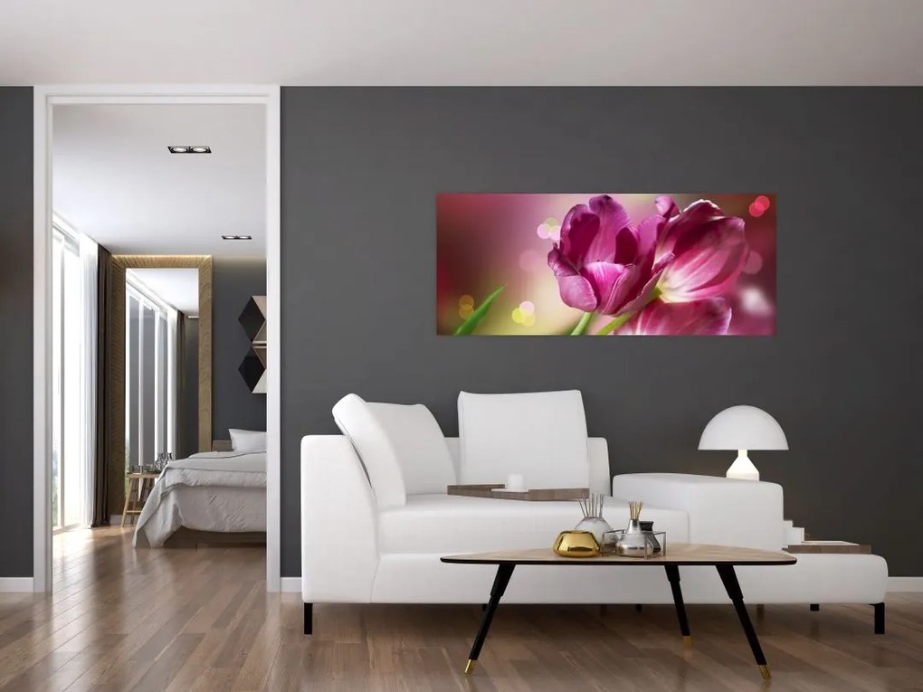 Tablou cu lalele roz (120x50 cm)