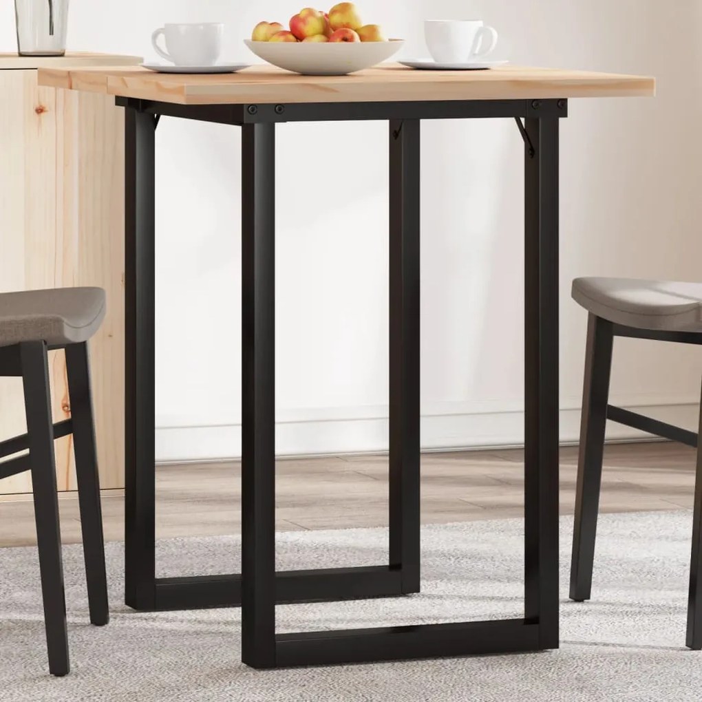 vidaXL Masă bucătărie, cadru O, 70x70x75,5 cm lemn masiv pin și Oţel
