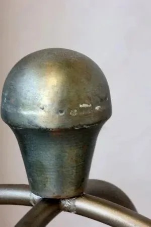Felinar din alamă antichizată, cu suport din sticlă și fier, H61/L20/W20 cm