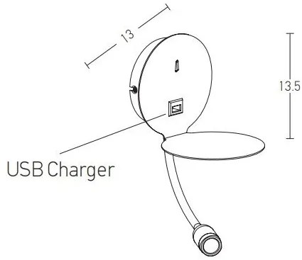 Aplica moderna cu suport, USB Charger, brat flexibil cu reader LED Hotel