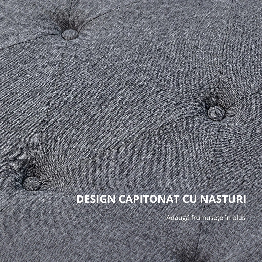 HOMCOM Testieră pentru Pat Matrimonial Trapuntată cu Butoane și 2 Agățători, Capăt de Pat Elegant, 160x7x120 cm, Gri | Aosom Romania