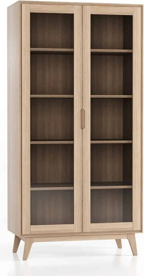 Vitrină lemn masiv Brooklyn, 100 × 45 × 198 cm