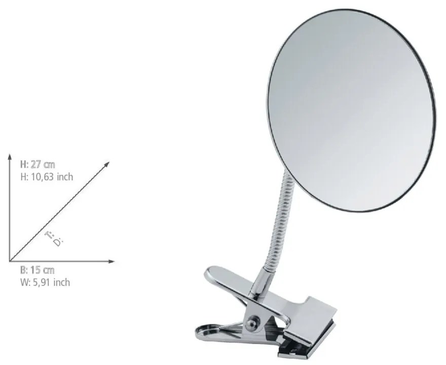 Oglindă cosmetică (5x) de mărire ø 15 cm Clip – Wenko