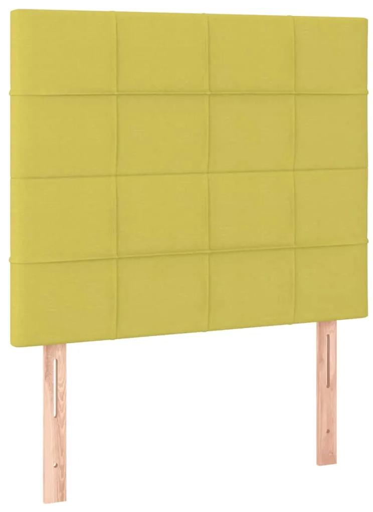 Pat box spring cu saltea, verde, 80x200 cm, textil Verde, 80 x 200 cm, Cu blocuri patrate