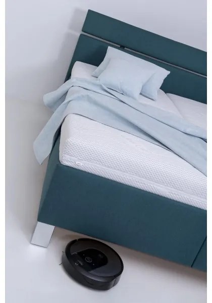 Pat tapițat ALIS 180x200 cm, petrol, cu spațiu de depozitare, fără saltea