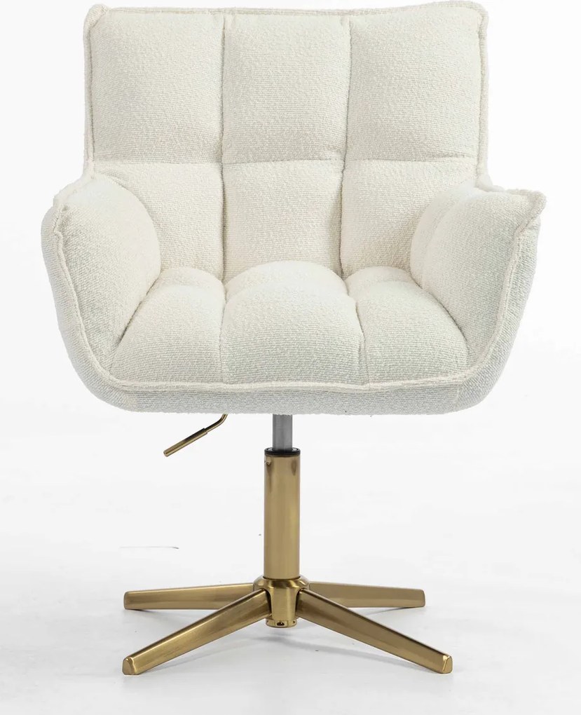 HR560CROSS Scaun Crem din Boucle cu Bază Aurie