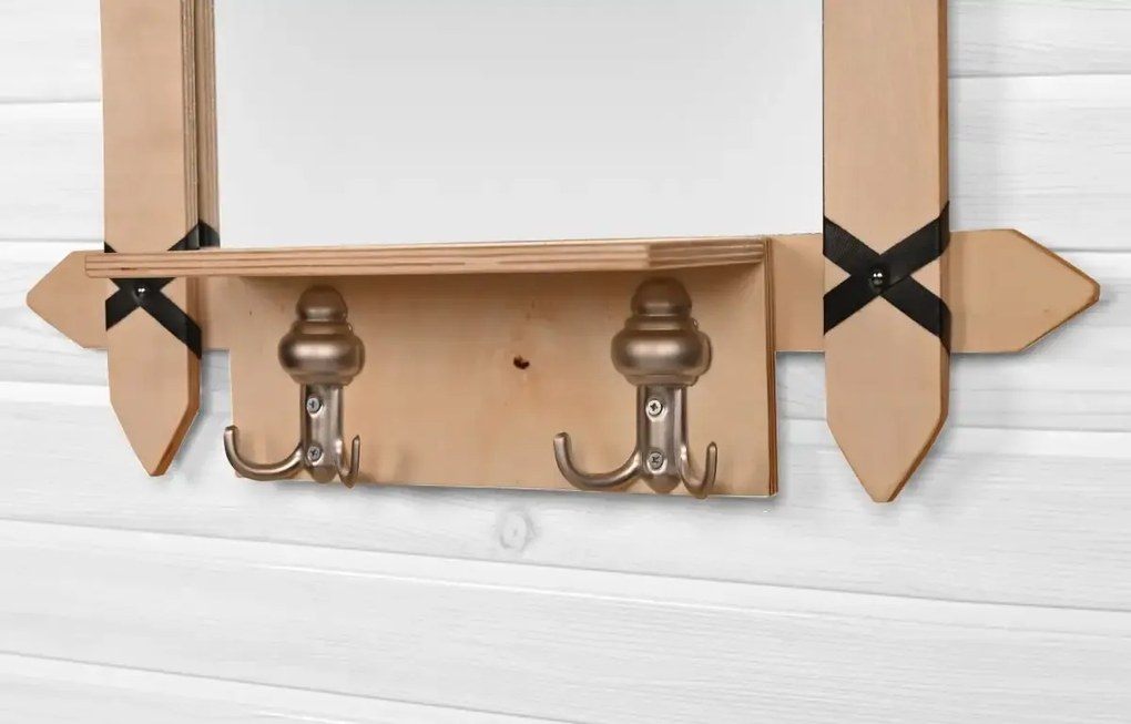 Oglinda cu agatatori Venetia Homs natur 47 X 52 X 14, lemn stratificat