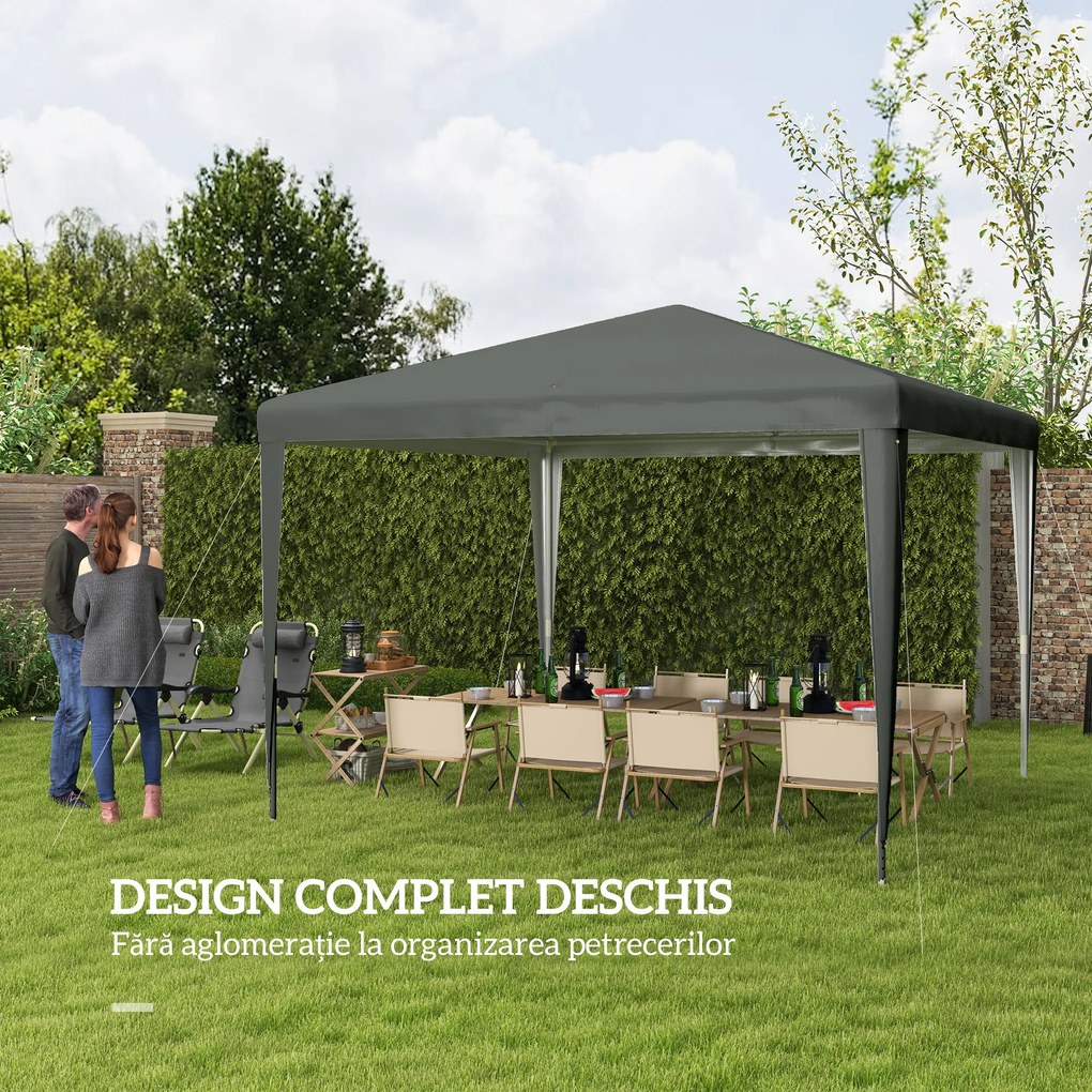 Pavilion Outsunny de Grădină 3x3 m Portabil cu Acoperire Anti UV, Gri | Aosom Romania