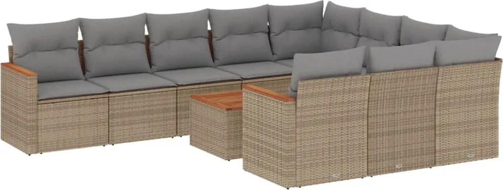 vidaXL Set canapele de grădină cu perne, 11 piese, bej, poliratan
