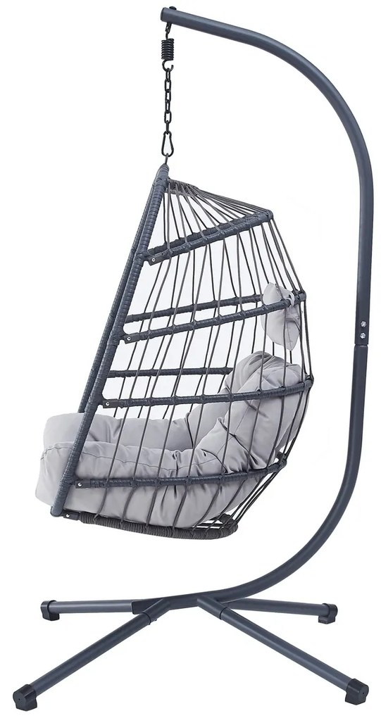 Autronic Fotoliu suspendat, metal, polyrattan,gri, AZ-V 1269GREY