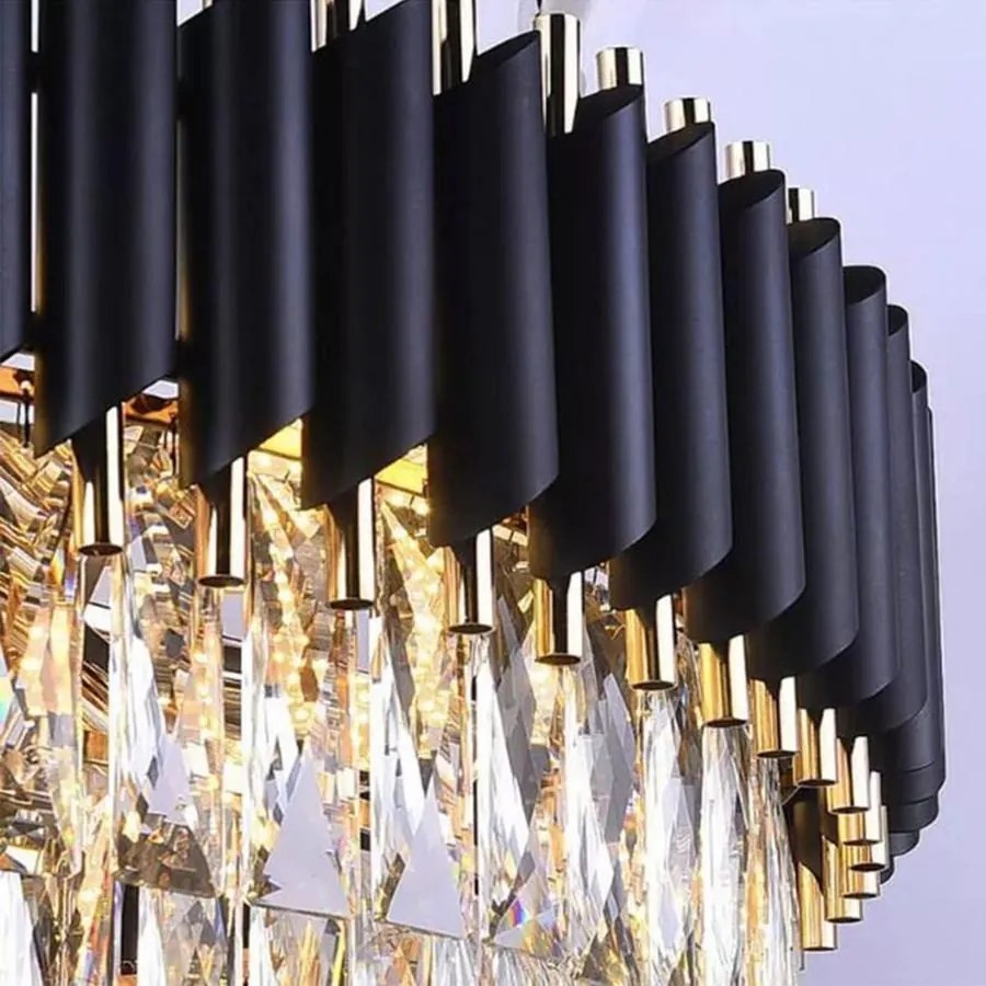 Candelabru Cristal, Raven 80-30 cm Negru cu Auriu