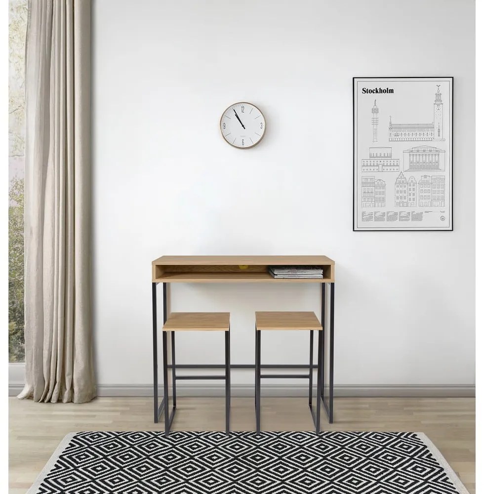 Birou cu blat cu aspect de lemn de stejar 35x100 cm Frame – Woodman